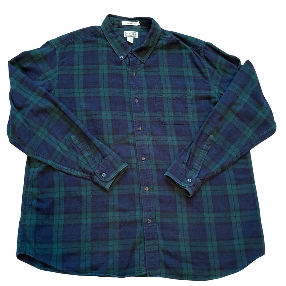 LL Bean Scotch Plaid Flannel Shirt